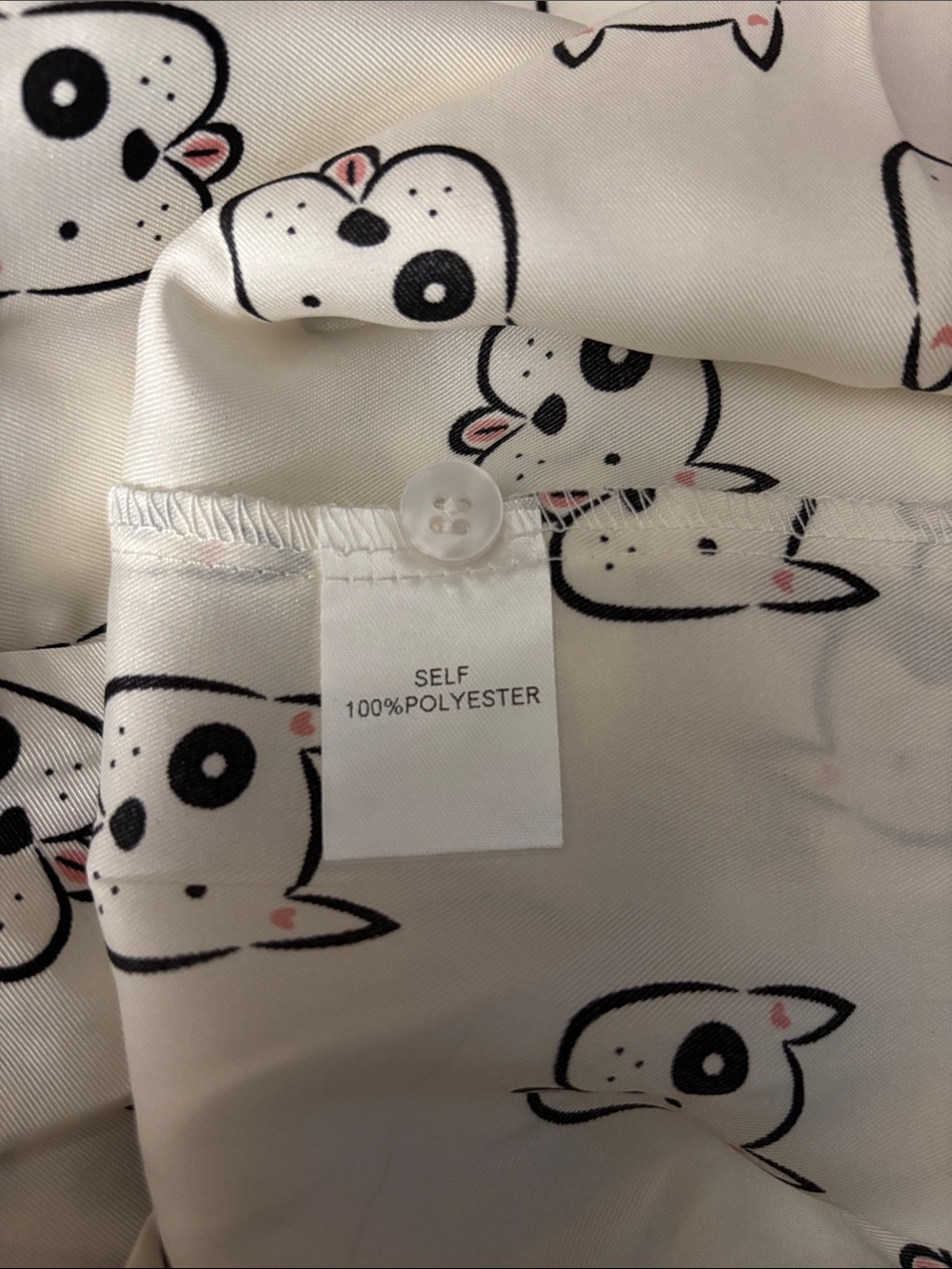 NWT Tulip B Spotted Dog Print Blouse Tie Bow Cream Black Fun Whimsy Women’s - Picture 4 of 6